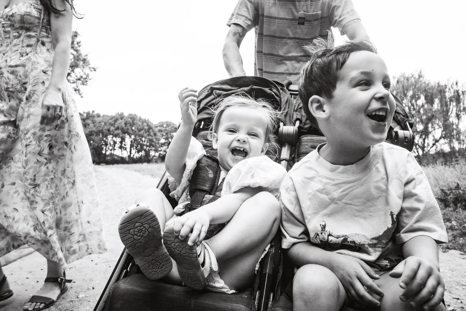 Family playing together outdoors